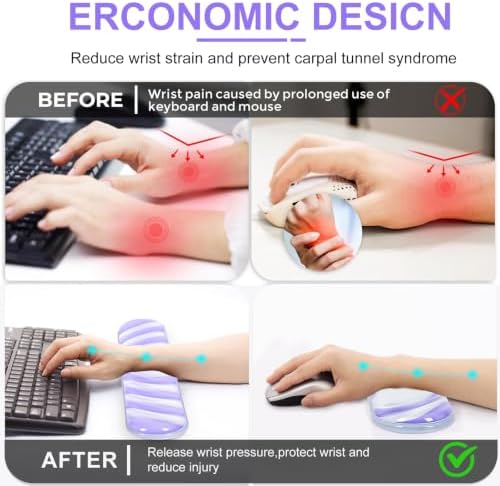 L-SPOUTTO Purple Cute Ergonomic Gel Wrist Rest for Mouse and Keyboard,Heart