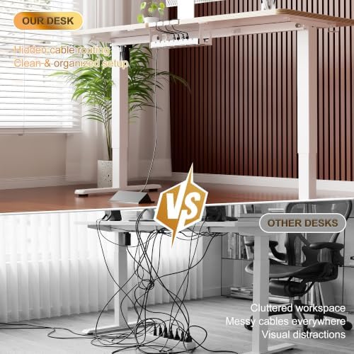 55 Inch Standing Desk with USB-C Port, Cable Management, White