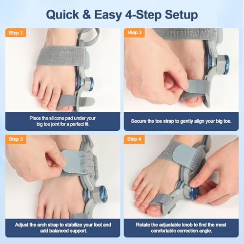 Bunion Corrector for Women Men Big Toe,Adjustable Knob Bunion Corrector for Bunion Relief,Bunion Fix with Bunion Silicone Pad,Suitable for Left and Right Feet(1PCS)