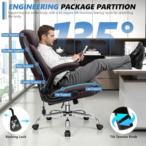 Big and Tall Office Chair, Ergonomic Comfy Desk Chair with Lumbar Support