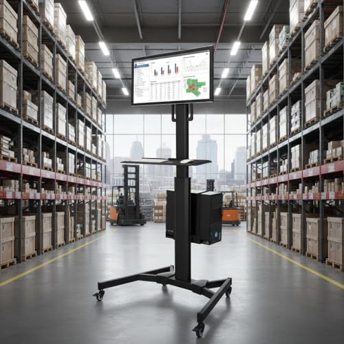 Mount-It! Computer Cart Mobile Desk Workstation with Monitor Mount for Screen up to 32", Rolling Computer Desk PC Cart, Keyboard & Mouse Tray, Rolling Stand with Adjustable CPU Holder, 63.5" Tall