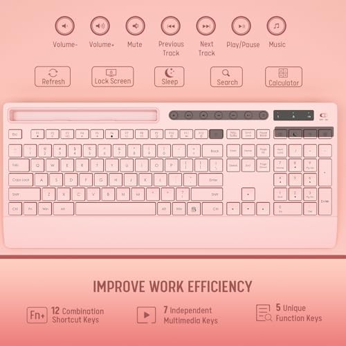 Trueque Wireless Keyboard and Mouse Combo, Full Size with Palm Rest