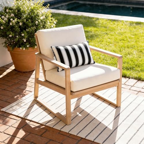 Black Striped Outdoor Lounge Chair Headrest Pillow 11"x16", 2 Pack