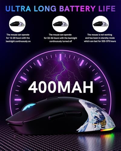 G57 Wireless Gaming Mouse, 8000 DPI, Black