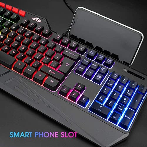 Rii Mechanical Feeling Gaming Keyboard,USB Keyboard with Wrist Rest