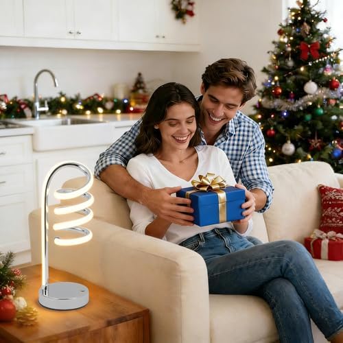 Modern Spiral Table Lamp for Bedside Nightstand Touch and Remote Dual Control, 3 Color Temperatures and Dimming Mountain-Winding Road Shape Led Desk Light Yarra-Decor Nuur Lamps - Silver