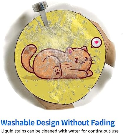 Cute cat Laying Down on The Floor Cartoon Animal cat Mouse pad Cute,Gaming Mouse pad Small Non-Slip Round Mouse Pads for Wireless Mouse,Laptop,Desk
