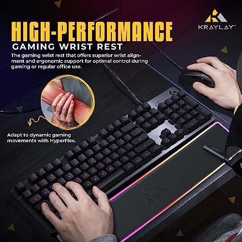 RGB Backlit Gaming Wrist Rest | RGB Wrist Support for Keyboard | Keyboard Wrist Rest with 14 Color Modes | 17x4x1 Inches Wrist Pad for Keyboard | Wrist Rest for Computer, Laptop, | Black