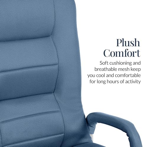 Best Choice Products Swivel Gaming Chair 360 Degree Multipurpose Floor Chair Rocker for TV, Reading, Playing Video Games w/Lumbar Support, Armrest Handles, Adjustable Foldable Backrest - Dusty Blue