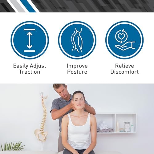 Body Sport Cervical Traction Collar Neck Brace, Decompression and Compression Adjustable, Neck Support for Spinal Alignment and Neck Discomfort, with Soft Fabric and Easy-to-Use Inflator Bulb