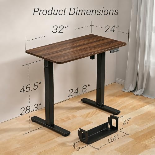 Kingant Standing Desk, 32x24 Inch Electric Height Adjustable Computer Desk