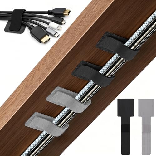 80 PCS Hook and Loop Cable Ties, Self Adhesive Cable Management Strap