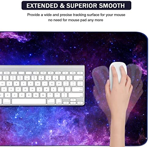Extended Gaming Mouse Pad(35.4x15.7 in), Large Desk Pad Laptop Computer Keyboard Mat Waterproof Desk Decor Writing Pad for Work, Game, Office, Home - Galactic