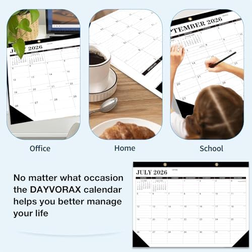 2026-2027 Desk Calendar - 18 Month Desk Calendar 2026-2027, Jul 2026 - Dec 2027, 17" x 12", Large Monthly Desktop Calendar with Daily Blocks, Thick Paper, Corner Protectors - (2 Stickers Included)