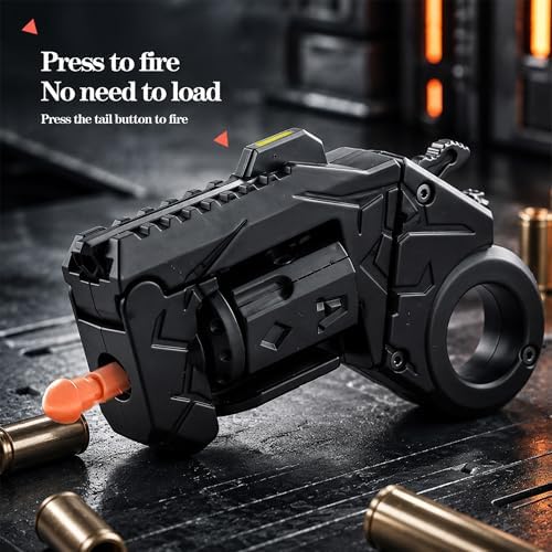 Metal Fidget Toys Gun for Adults: EDC Stress Relief Fidget Spinner Toy, 5 in 1 Mini Cool Fidgets Guns with Slider & Finger Ring for Men (JJ011 - Black)