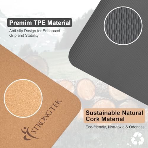 StrongTek Balance & Yoga Set – 2 Foam Pads + Cork Mat for Stability Training, Pilates & Stretching