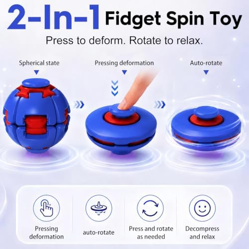 3D Printed Gear Fidget Spinner Toy, Mechanical Kinetic Desk Toy, Portable Sensory Fidget Gadget, Metal EDC Desk Accessory, Creative Office Gift, Sci-Fi Blue