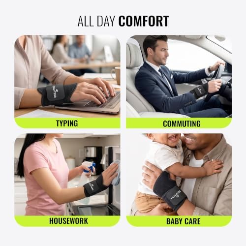 Posture Corrector for Back for Women and Men + 2 Compression Wristbands - Adjustable & Breathable Spine Support - Neck & Shoulder Comfort (Large)