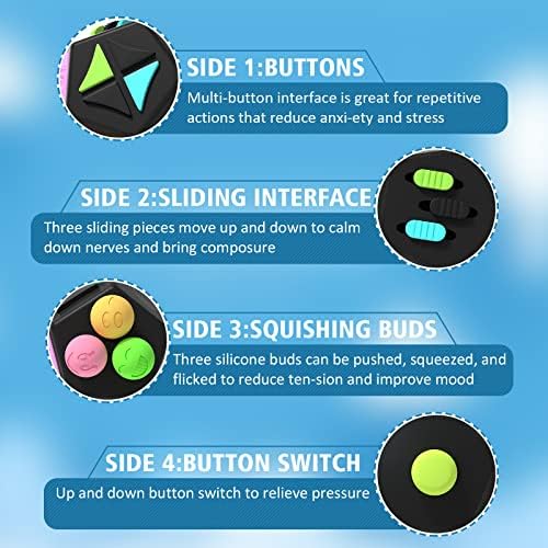 Fidget Dodecagon –12-Side Fidget Toys Cube Relieves Stress and Anxiety Anti Depression Travel Toy Stocking Stuffers for Kids Gifts for Children and Adults (B2 Black Colorful)