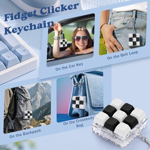 Keyboard Fidget Toy, Creamy Fidget Clicker Keyboard Fidget Keychain, Button Fidget Gifts for Adults, Boost Focus & Ease Anxiety Anywhere — Perfect Stress-Relief Gift (3×3 Grid Layout A-C)