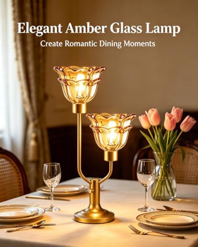 Lightdot Mid Century Modern Flower Gold Table Lamp Vintage Dimmable Gift