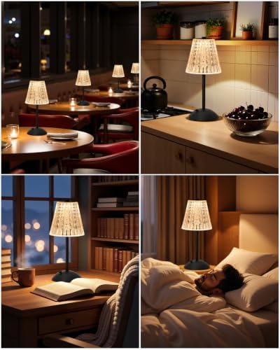 Nusogon 4 Pack Rechargeable Cordless Table Lamp, Touch Control Desk Lamp