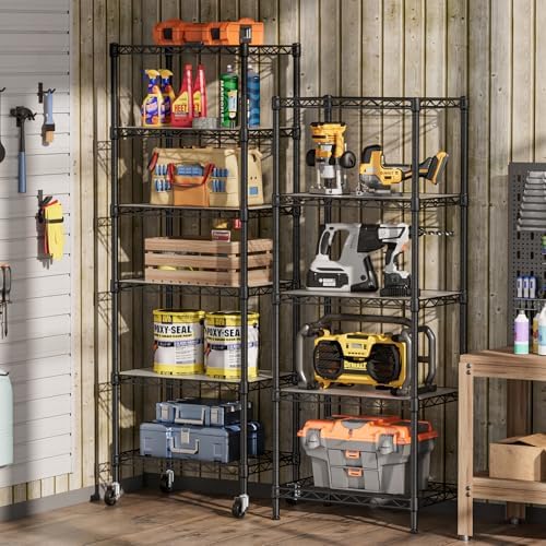 SINGAYE Small Wire 5 Adjustable Shelves Pantry Metal Shelf Floor Organizer