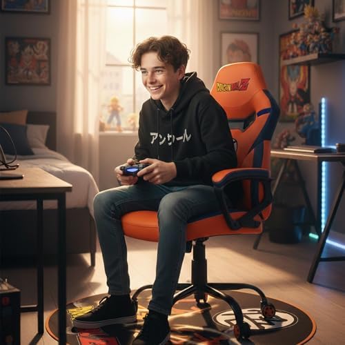 SUBSONIC Dragon Ball Z - Hogwart Gaming Chair - Office Chair for Junior Gamers - Black and Gold - Official License