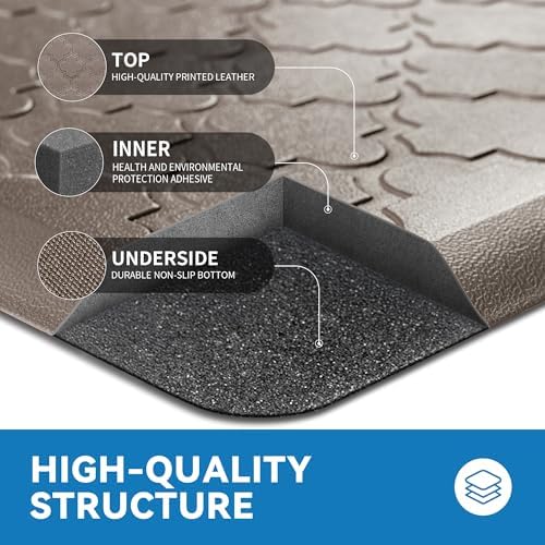 Kitchen Mats for Floor, Cushioned Anti Fatigue Mat, Non-Slip, Khaki