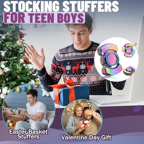 3-in-1 Fidget Spinner Toy for Adults Metal Slider Clicker Spinner Magnetic for Teen Boys Stress Anxiety Relief Autism ADHD Cool Stuff for Teenage Quiet Gadgets EDC Office Desk Toy for Men