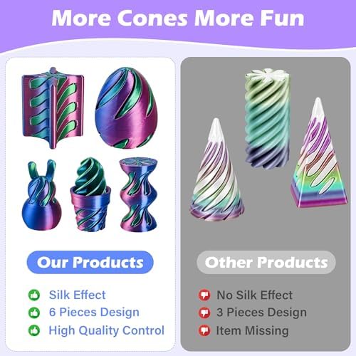 5 Pack Spinning Fidget Toys Purple 3D Printed Desk Decor Set