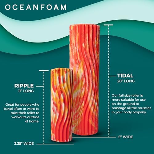 Oceanfoam Tidal Foam Roller for Exercise (Red, Gold & Natural Marbled)