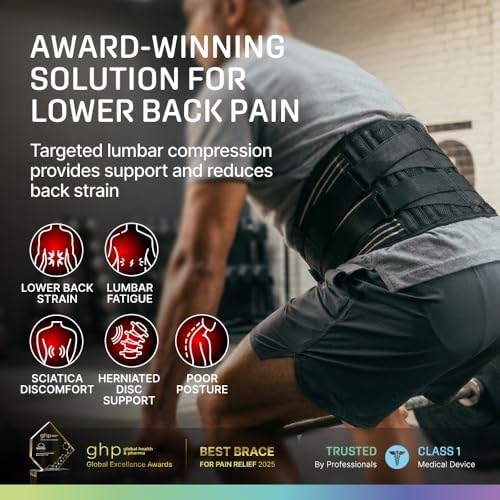 Modvel Back Brace for Lower Back Pain Women and Men – Lumbar Support Belt for Sciatica, Herniated Disc, Muscle Strain – Adjustable Breathable Work Brace with 6 Stays – Support for Posture