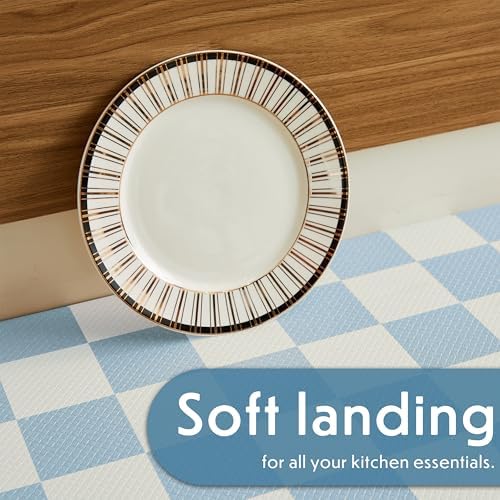 Ohocut Blue Checkered Kitchen Mats for Floor Set of 2, 2 Pcs Cushioned Non Slip Runner Rugs for Kitchen/Sink/Laundry, Comfort Aesthetic Cute Anti-Fatigue Foam Floor Mat 17.3"x29.5"+17.3"x47.2"