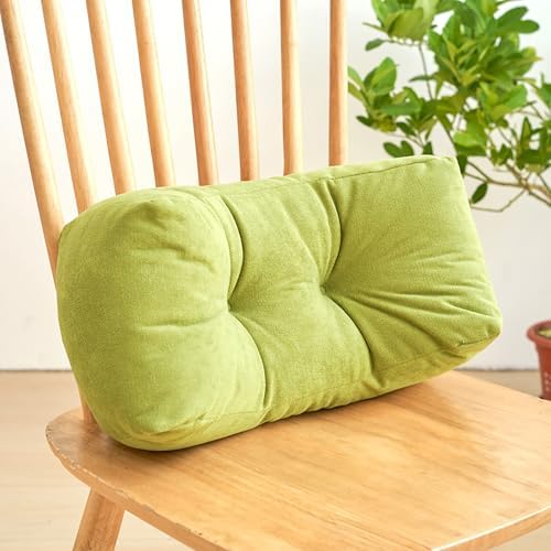 Be&xn Soft Lumbar Support Pillow for Office Chair & Car, Corduroy Back Support Pillow for Lower Back Pain Relief, Ergonomic Design Back Cushion for Sleeping and Resting (Green)