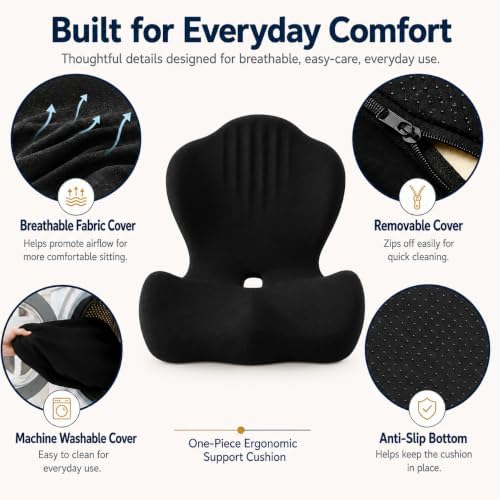 Ergonomic Seat Cushion for Office Chair with Lumbar Support