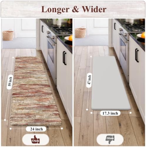 KIMODE Kitchen Mats Cushioned Anti Fatigue, Neutural Kitchen Rugs Sets of 2