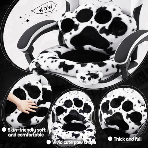 Gaming Chair Cute with Cat Ears Paw Lumbar and Cushion,Ergonomic Computer Chair with Footrest,Reclining PC Game Chair for Girl Computer Chair 300lbs for Adult Black White