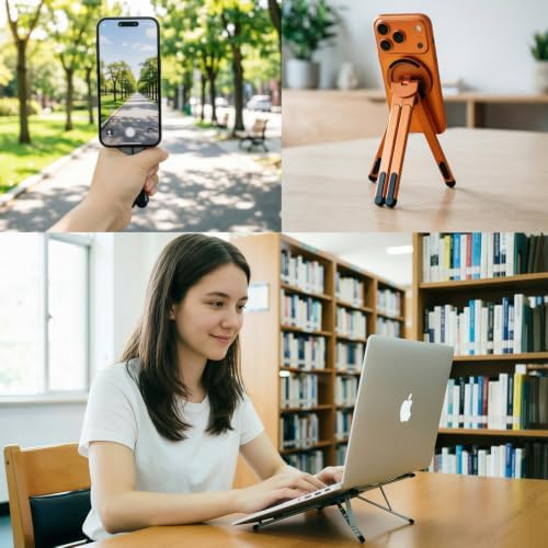 ZhaoCo 3-in-1 Foldable Magnetic Stand for Laptop, Tablet & Phone, Grey