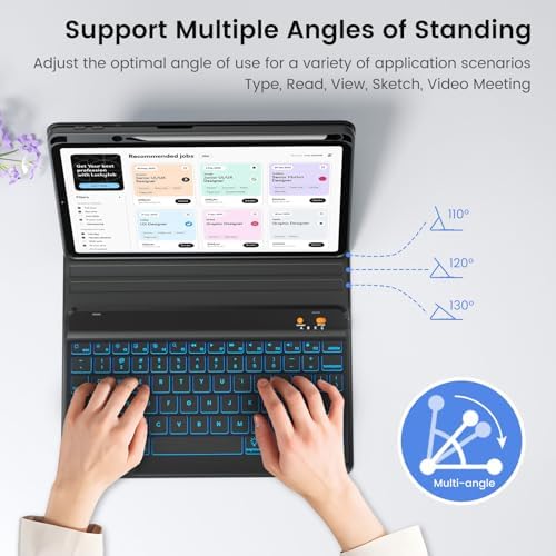 Keyboard Case for iPad Air 11" M4 2026/ M3 2025/ M2 2024, Air 5th/4th Generation 10.9", Case with Keyboard for iPad Pro 4th/3rd/2nd/1st Gen 11 Inch, 7 Backlit Detachable Folio Cover with Pencil Holder