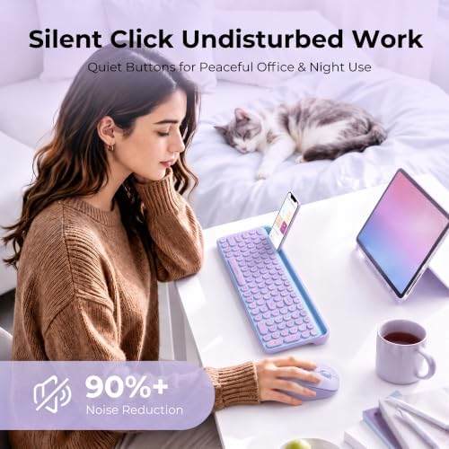 seenda Wireless Trackball Mouse, Ergonomic Bluetooth Mouse,Light Purple