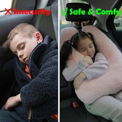 Atablyn Children Travel Pillow Car Pillow Removable U-Shaped Pillow for Adults to Support Head and Body in The Back Seat of Long Car Trips