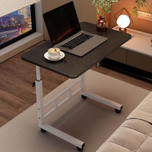 Garvee Standing Desk Adjustable Height, Small Standing Desk with Wheels, Mobile Portable Rolling Laptop PC Table Adjustable Height Computer Workstation for Home Office Study Bedroom Black