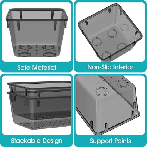 28 PCS Plastic Drawer Organizers Set, 4 Size Desk Drawer Organizer Trays