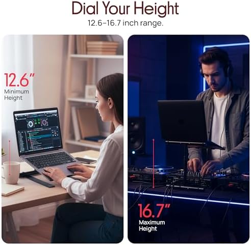 Pyle Portable Folding Laptop Stand, Standing Table with Adjustable Angle, Foldable Height and Four Prong Anti Slip Tray for iPad, Tablet, DJ Mixer, Workstation, Gaming and Home Use