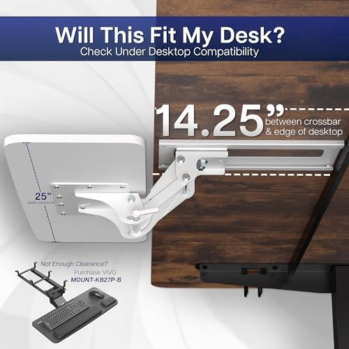 VIVO White Under Desk 25 x 10 in Keyboard Tray, MOUNT-KB03W