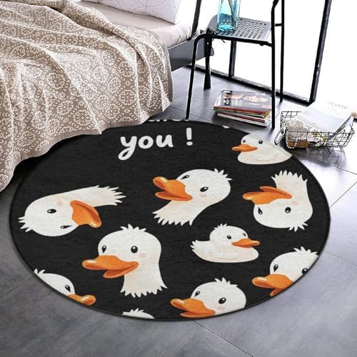 Fashion Round Area Rug Large Non Slip Carpet, Funny Duck Unisex Home Decor Mat