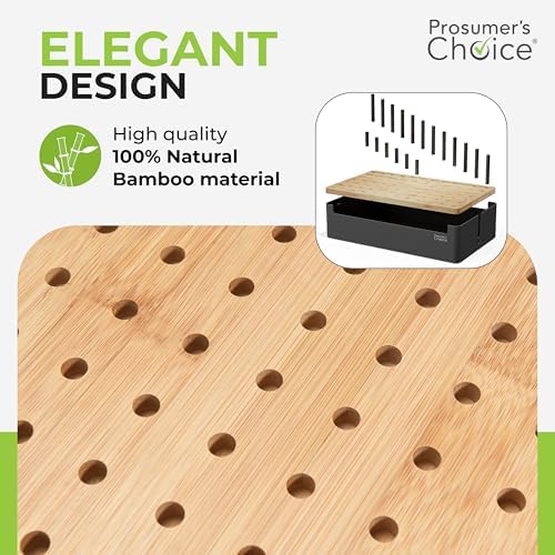 Prosumer's Choice Bamboo Charging Station for Multiple Devices - Wood Device Dock, Organizer Suitable Apple & Android Cell Phone, Tablet, iPad Cables Not Included, Metal & Bamboo Black