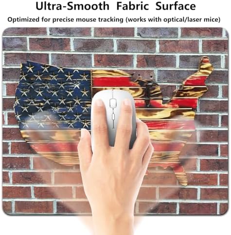 9.5x7.9 Inch Office/Gaming Mouse Pad, Rustic Wooden American Flag Patriotic America Text, Cute Anti-Slip Mat for Desk Decor