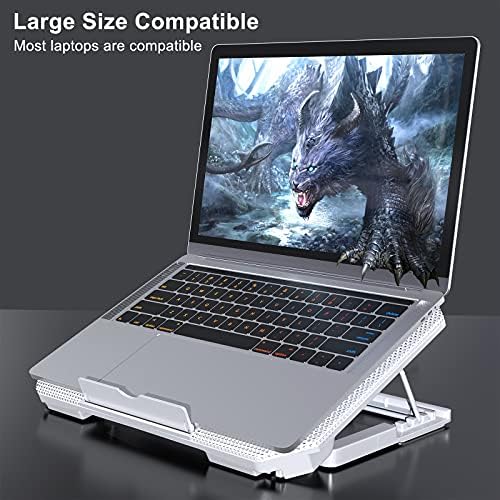 LIENS Laptop Cooling Pad with Adjustable Height Two 5.1 Inches Fan 2 USB Ports Suitable for 12"-15.6" Laptops（White）